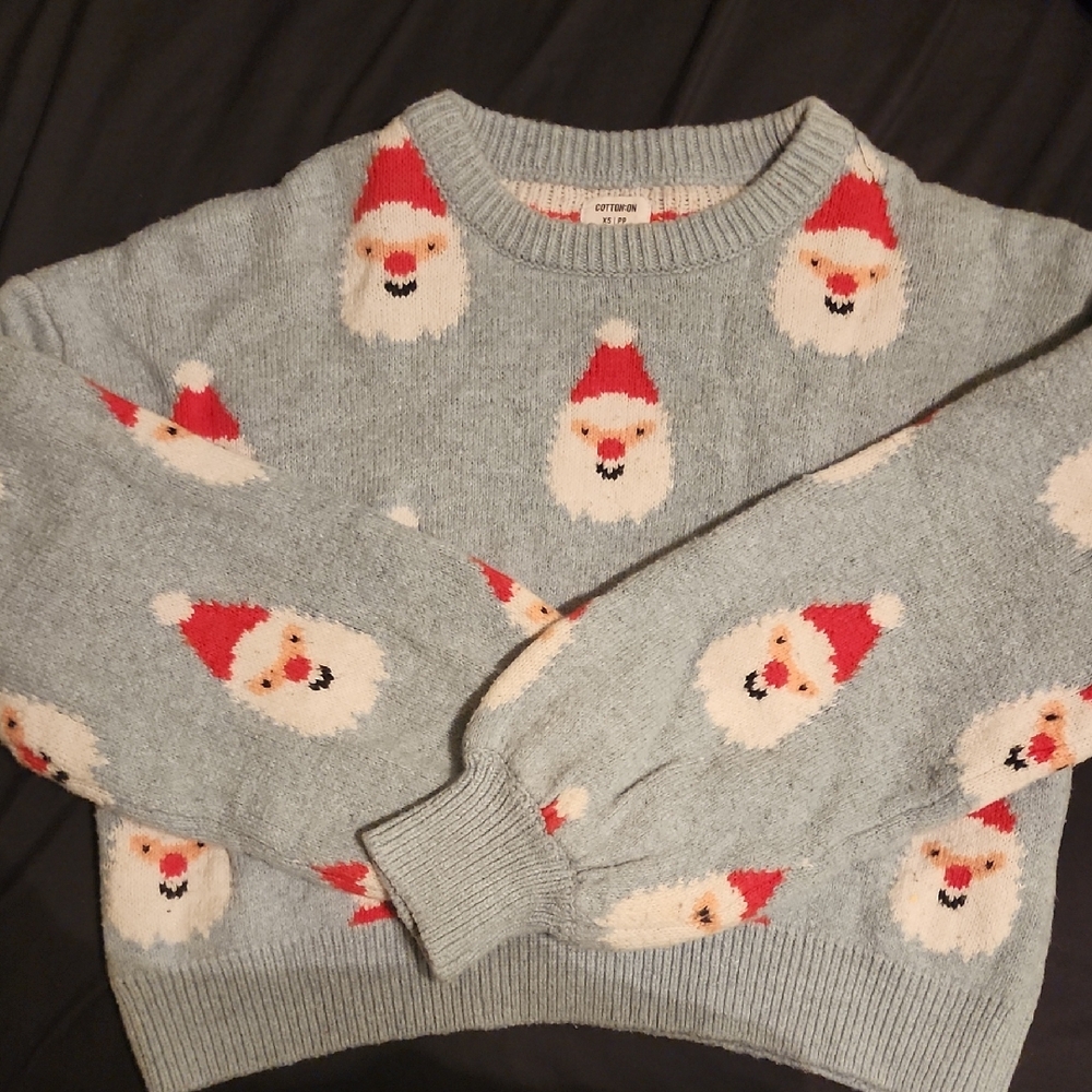 Cotton On Light Blue Santa Sweater